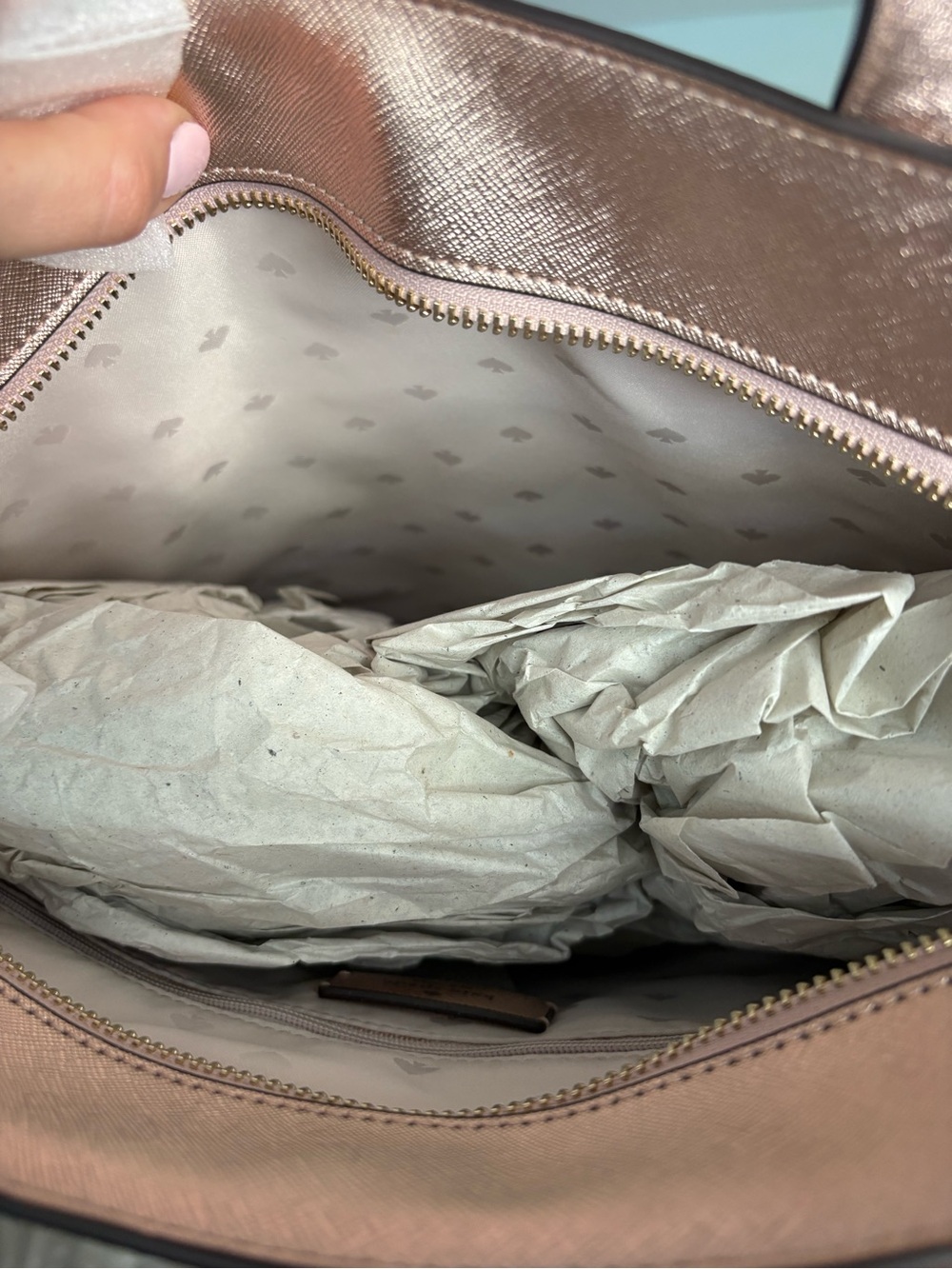 kate spade Metallic Glitter Tote in Rose - Picture 5 of 5